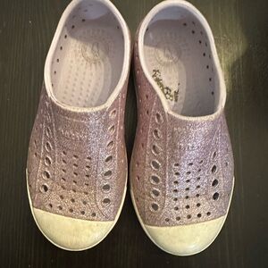 Kids Glitter Slip-On Shoes - Purple and White
